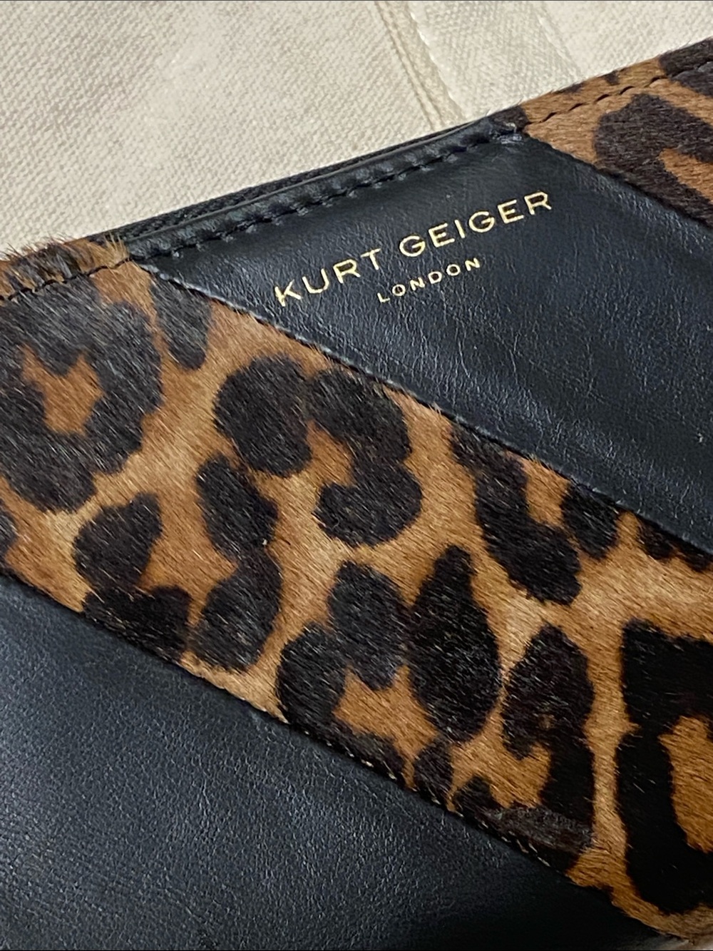 Kurt Geiger Black and Brown Leopard Print Wallet